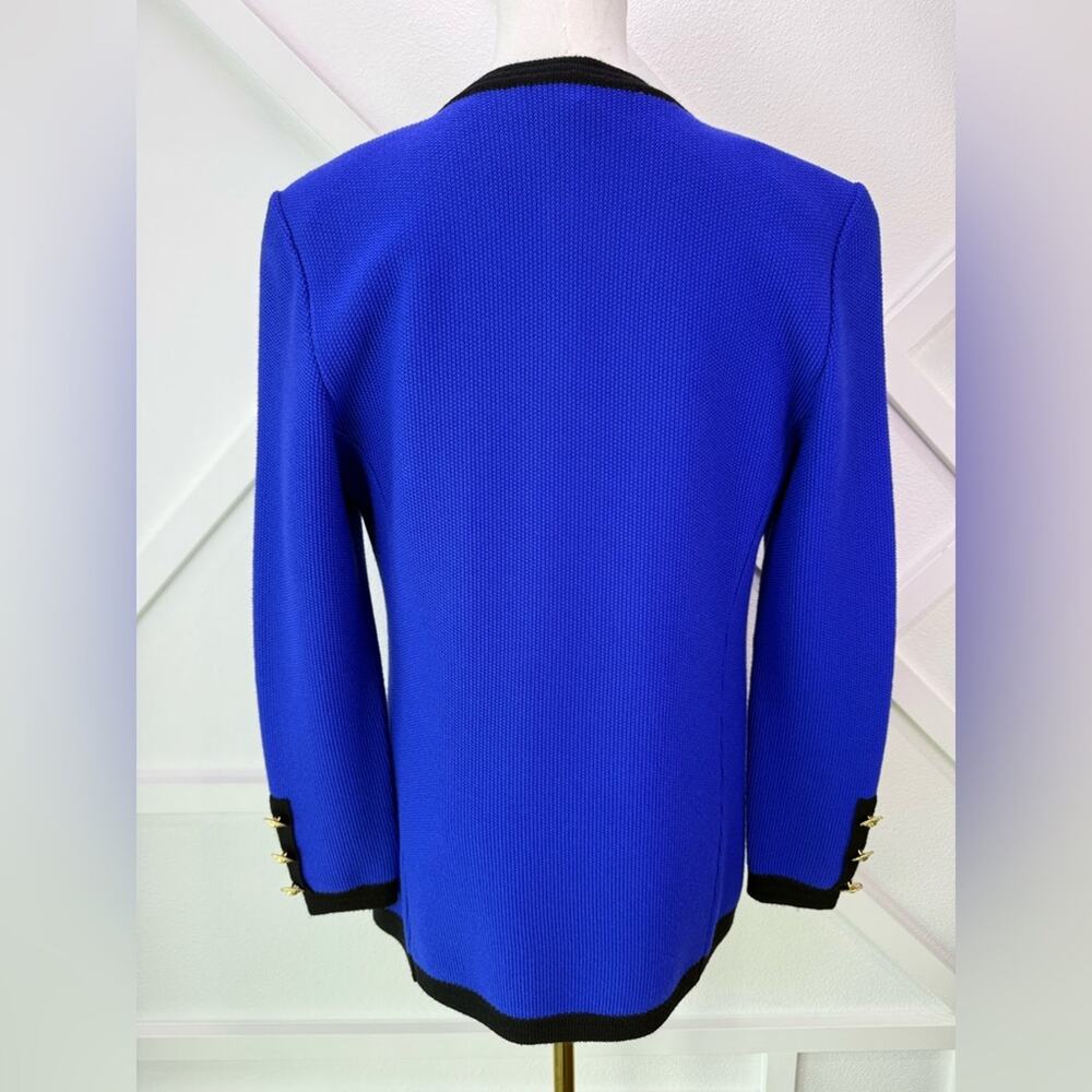 Vintage Worldly Things Styltricot Wool Sweater Jacket Blue Gold Lion Buttons 8 - Picture 6 of 14